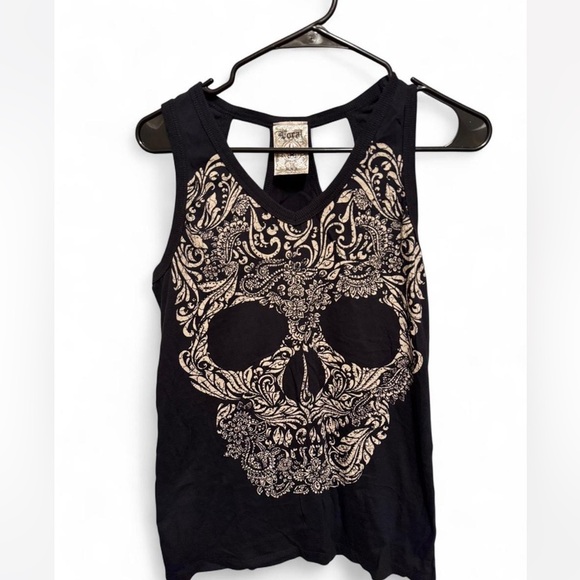 Vocal Tops - Vocal Sleeveless Skull Tank Top with Rhinestones NWOT medium